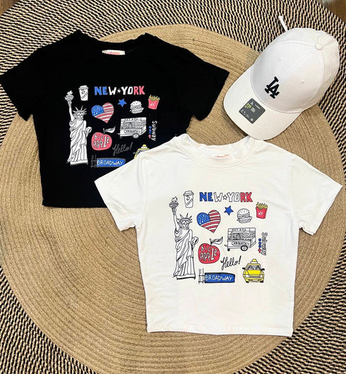 Basic Print Crop T-Shirts